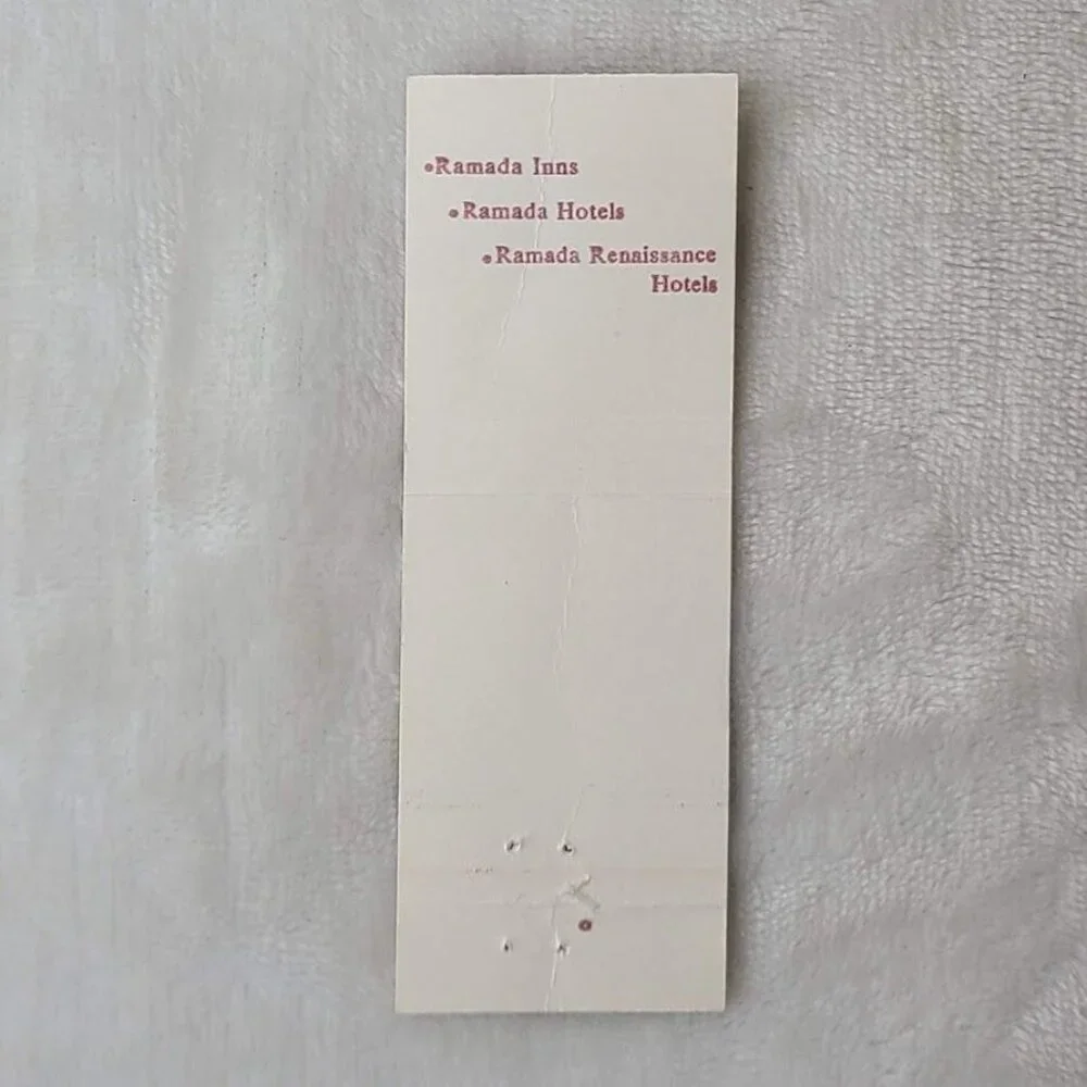 Ramada Hotel Matchbook Cover National Inns Renaissance Simple Brown on White - Picture 5 of 5